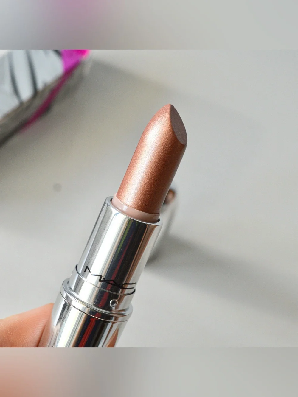 MAC Cosmetics Lipstick *AT LEISURE* Limited Edition Pink Gold Silver Chrome BNIB